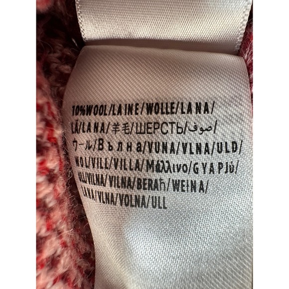 Farm Rio Flower Knit Sweater Dress Pink Balloon Sleeves Large Artsy Wool Blend - Picture 15 of 15